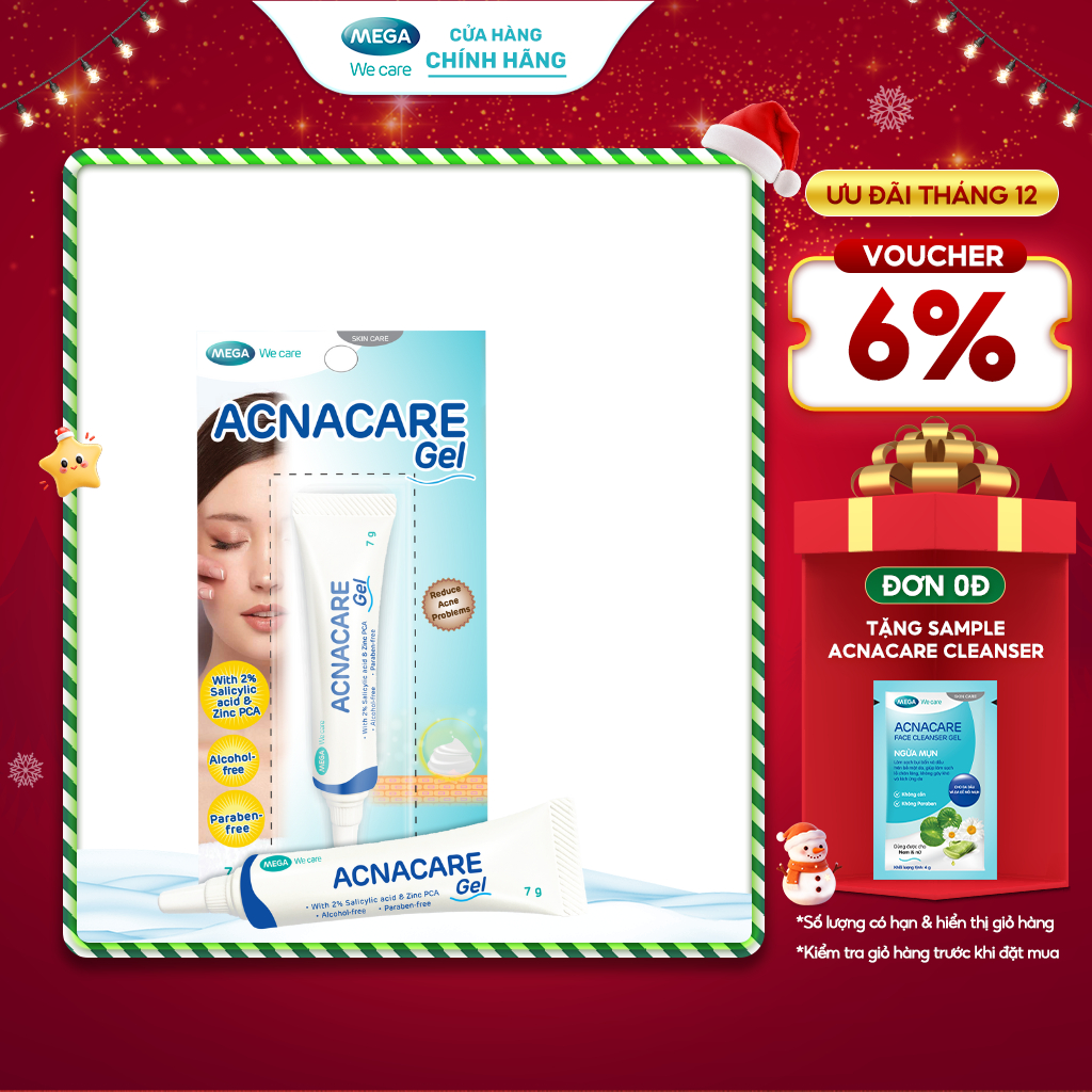  Gel giảm mụn giảm nhờn sạch tế bào chết mềm da - ACNACARE GEL Mega We Care  7g  