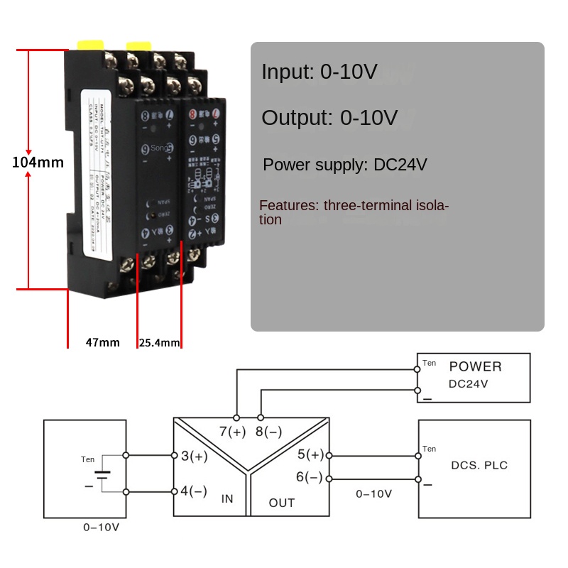 Bộ Cách Ly Tín Hiệu WS1521 vào 0-10V / ra 0-10V | Tùy chọn khác 4-20mA, 0-5-10V | Chuyển Điện Áp/Dòng