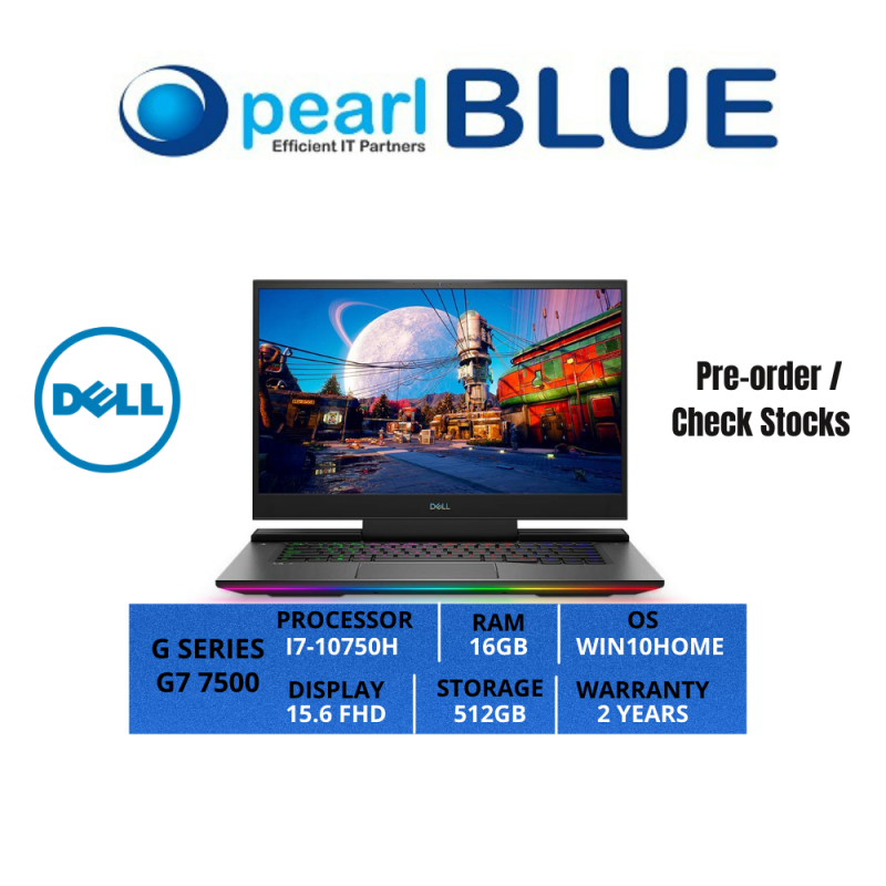 Dell G SERIES | G7 7500 | I7-10750H | 16GB | 512GB | 15.6 FHD | 2.34KGS | WIFI6 | WIN10HOME | 2 YEARS WARRANTY