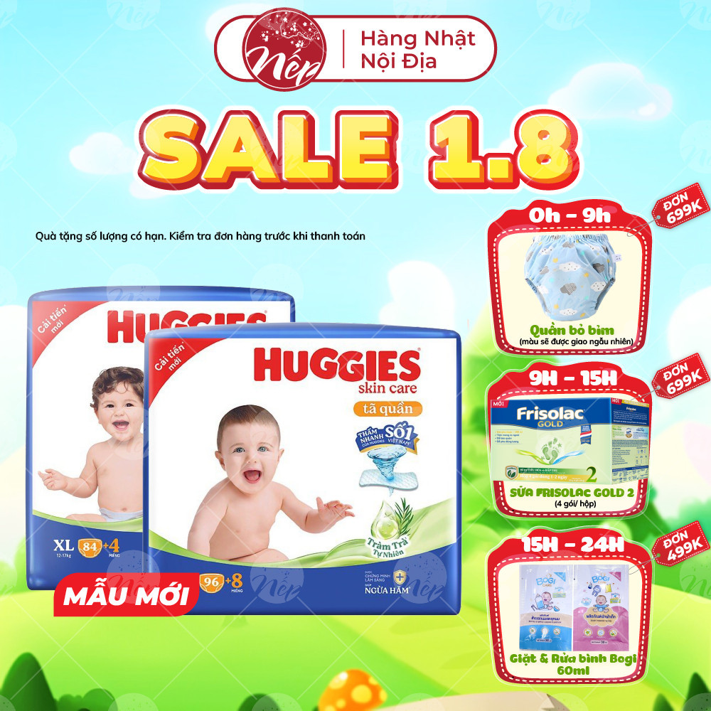 [SIÊU NHIỀU MIẾNG] Tã bỉm quần Huggies Skincare Jumbo M106/L104/XL88/XXL80