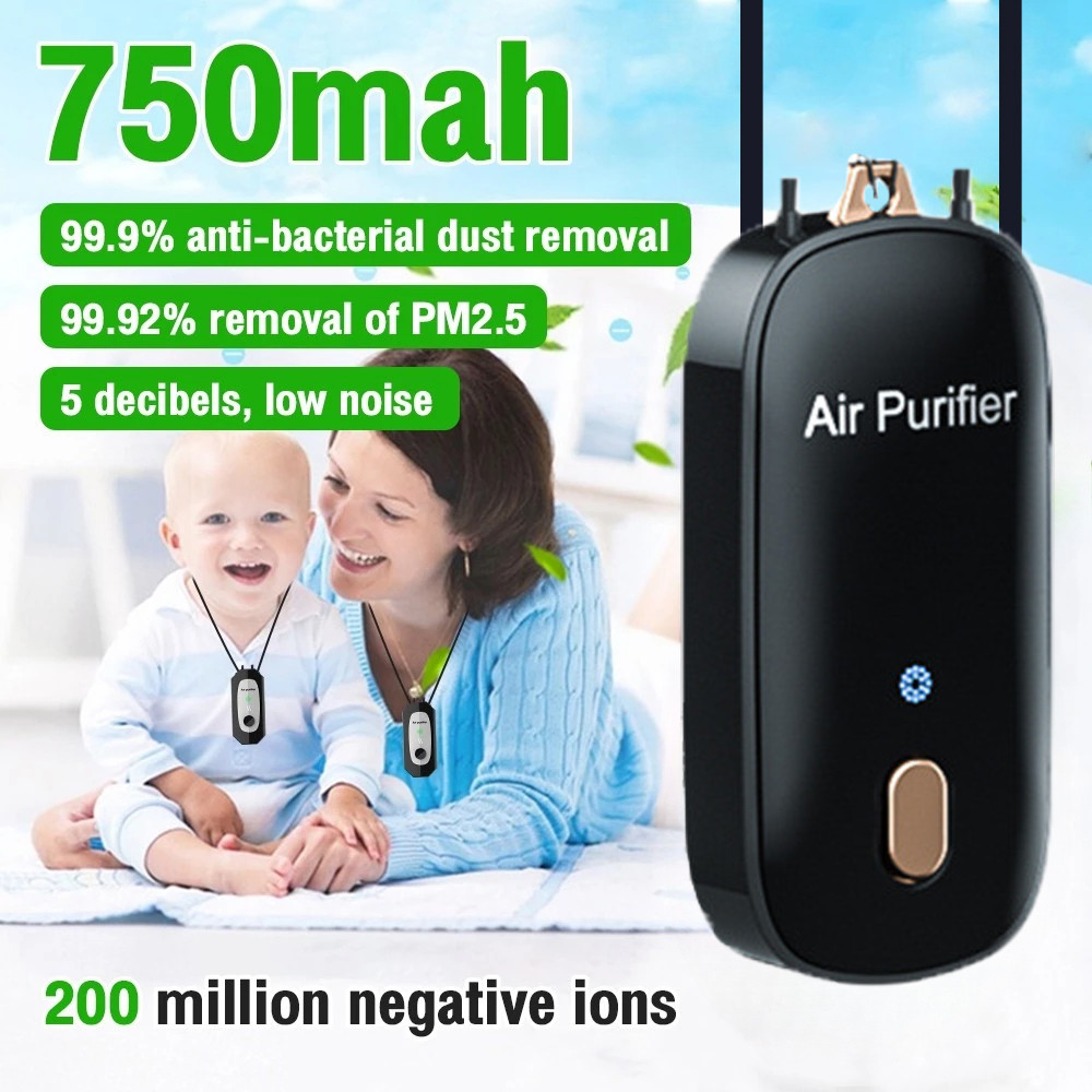 New เครื่องฟอกอากาศพกพา anti-virus 200ล้านไอออนลบปลดปล่อย 1200mAh กรองอากาศ PM2.5ป้องกันภูมิแพ้ ราคา 229 บาท*ส่งฟรี