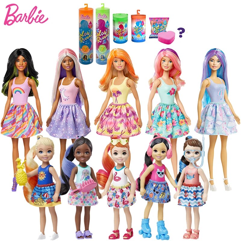 Barbie Màu Barbie gốc tiết lộ búp bê Barbie với phụ kiện Quần áo Đồ chơi cho bé gái Búp bê Bjd Tự làm nước Juguetes bất ngờ