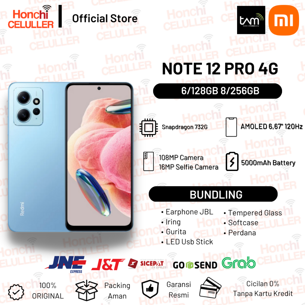 Xiaomi Redmi Note 12 Pro 4G 8/256GB 6/128GB Garansi Resmi Xiaomi Indonesia TAM Giá 2,999,000 Đồng*Miễn phí vận chuyển