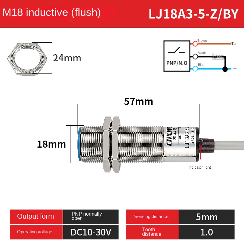 LJ18A3-5-Z/By Cảm Biến Tiệm Cận Chxinshe | Tùy chọn LJ18A3-5 / LJ18A3-8 Công Tắc NPN/PNP NO NC M18 | Phát Hiện Kim Loại 5mm / 8mm