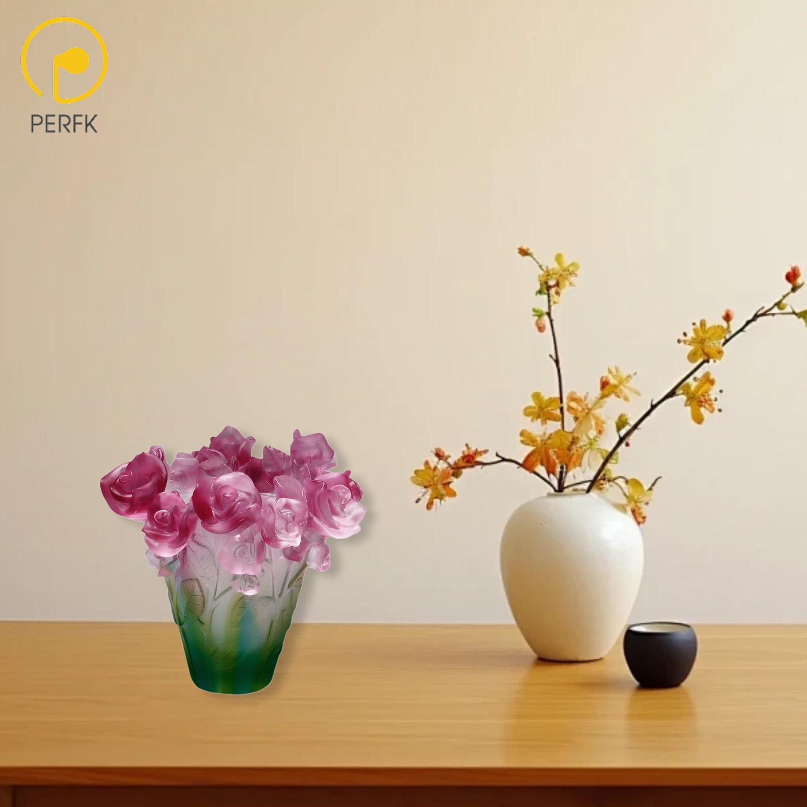 Perfk Glass Flower Vase Flowers Arrangement Artistic Art Vase Incense Burner for TV Cabinet Office Mantel Fireplace Home Decor ราคา 3,674 บาท*ส่งฟรี