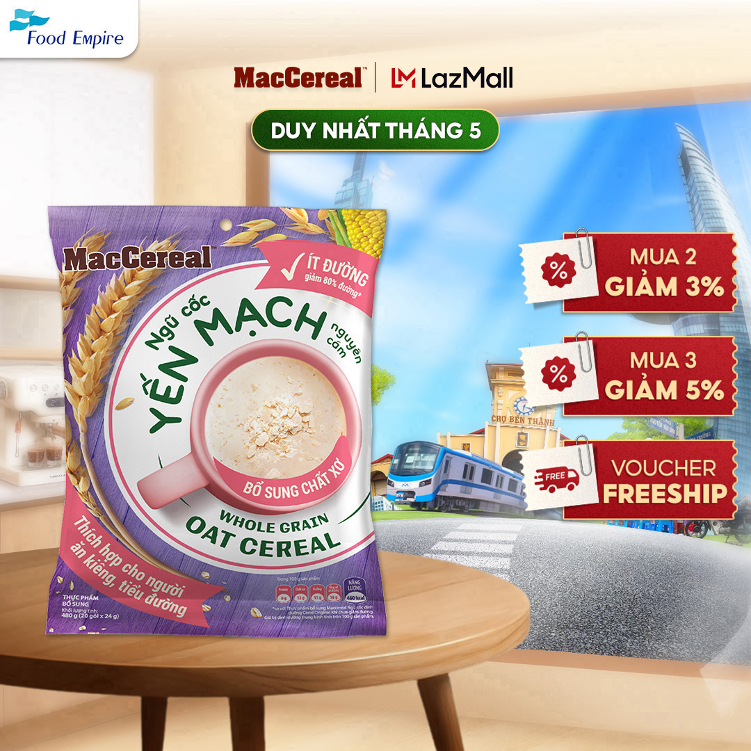 Bột Ngũ Cốc Dinh Dưỡng Ít Đường - MacCereal (túi 20 gói x 28g)