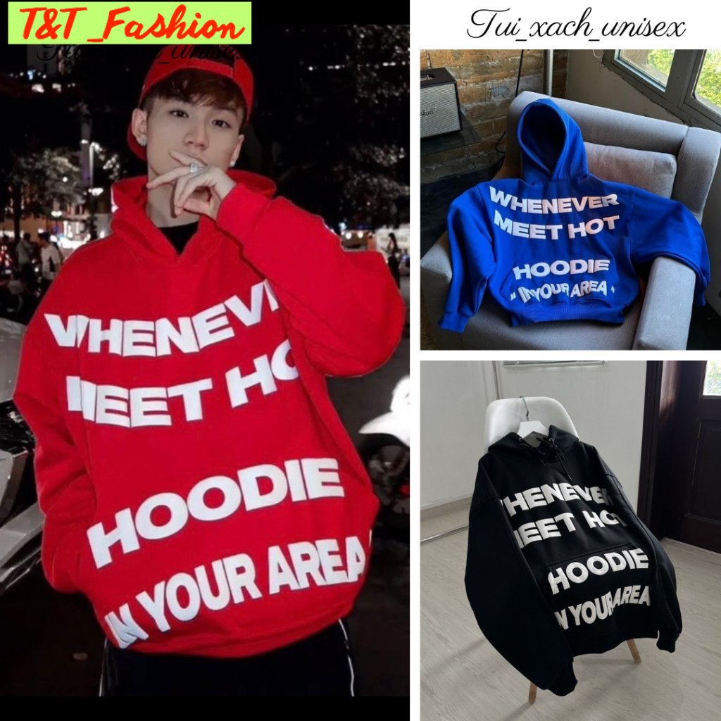 [Hot Trend] Áo khoác nam Hoodie WHENEVER Nỉ Bông IN NỔI Form Rộng Nữ mùa đông cặp đôi Unisex dáng boxy IN T&amp;T_Fashion