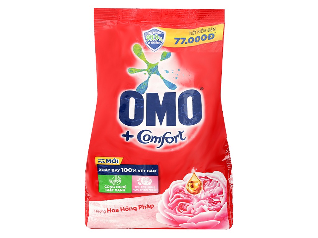 Bột giặt OMO Comfort hoa hồng dịu mát bền lâu 5.3kg