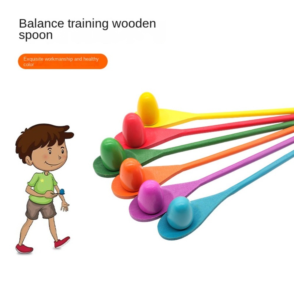 AROMAL Rèn luyện ý nghĩa Muỗng tập thăng bằng Quà Tặng Học sớm Montessori Muỗng thăng bằng bằng gỗ Trò chơi đua trứng Gậy cân bằng trẻ em Dành cho trẻ em trẻ em