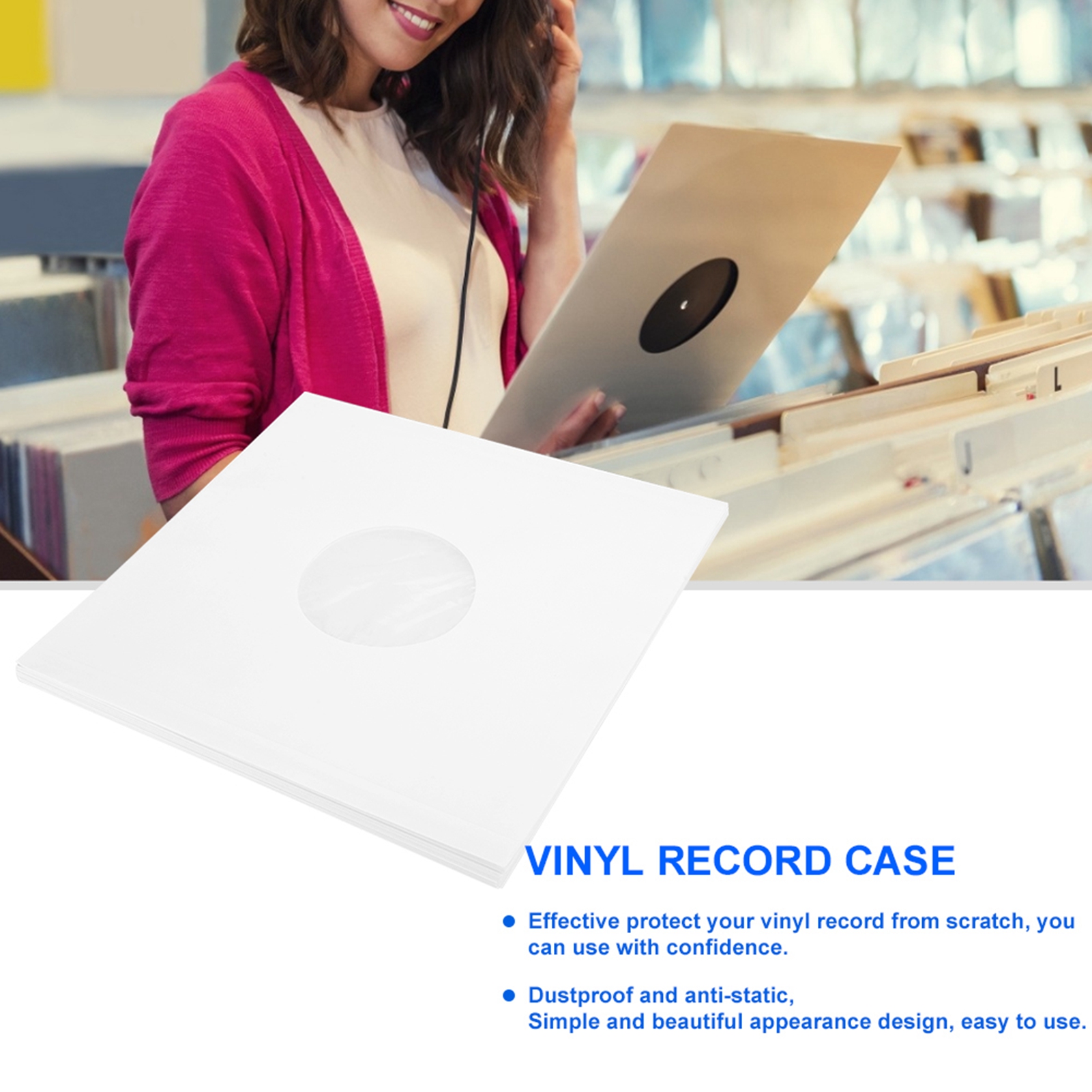 Kavolet ghi bìa chống tĩnh điện đầu nghe nhạc CD bảo vệ Trường hợp với túi bên trong trắng 20pcs 12inch