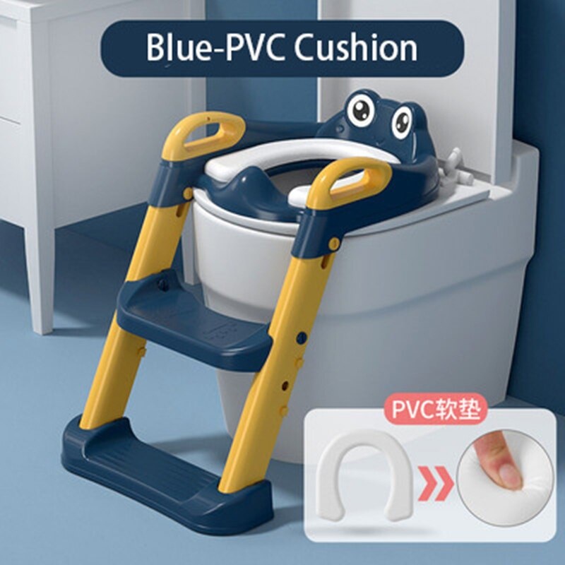 Oldlaiben Kids Toilet Ladder PVC Adjustable Foldable Safe Training Potty Toilet Bowl Seat for Baby Toddlers Soft-Padded