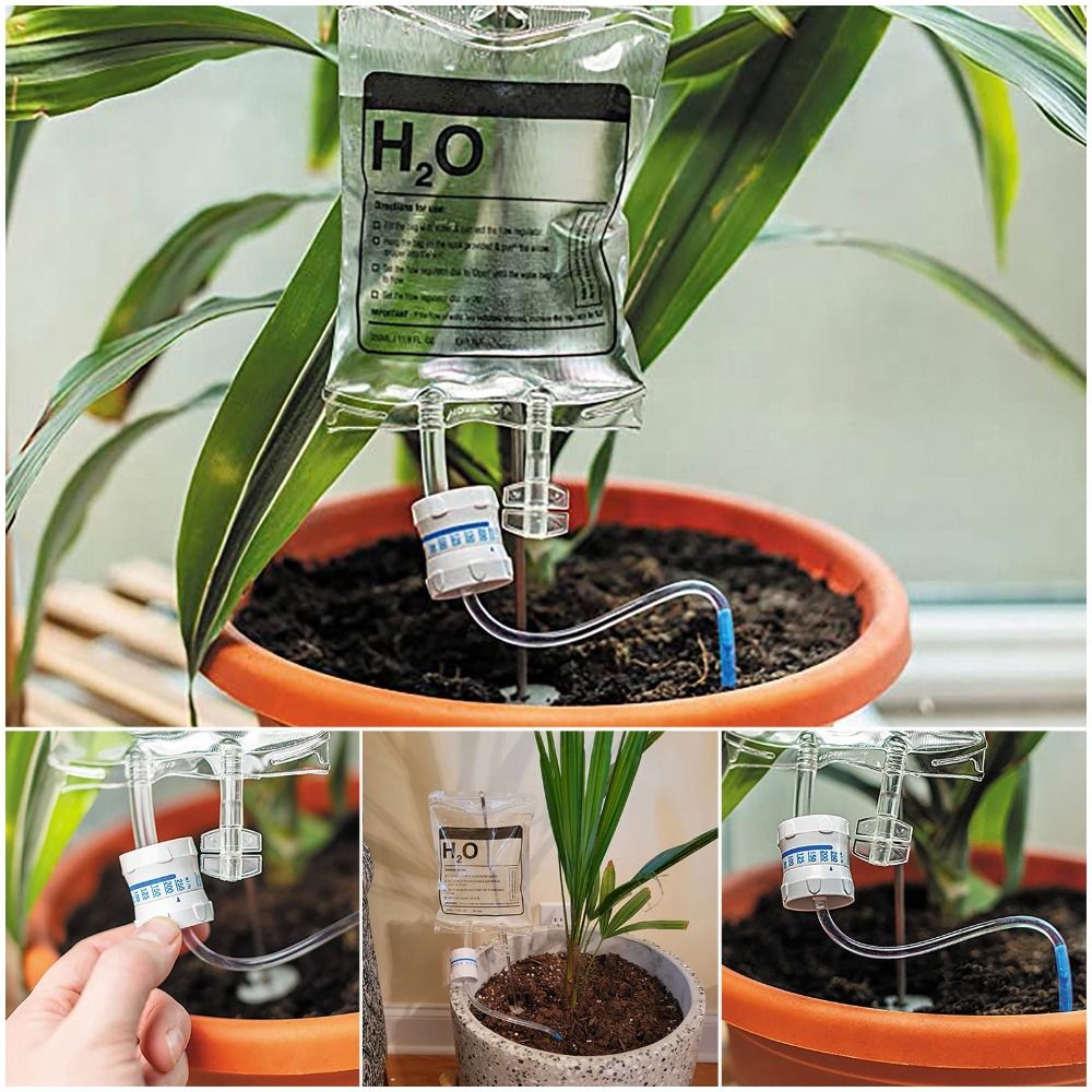 YIDIA Tự tưới nước Túi tưới cây 350ml/500ml/1000ml/3L/3.5L Đinh chèn Túi tưới nhỏ giọt Vòi phun nước Van điều khiển có thể điều chỉnh Chậu cây tự tưới Vườn