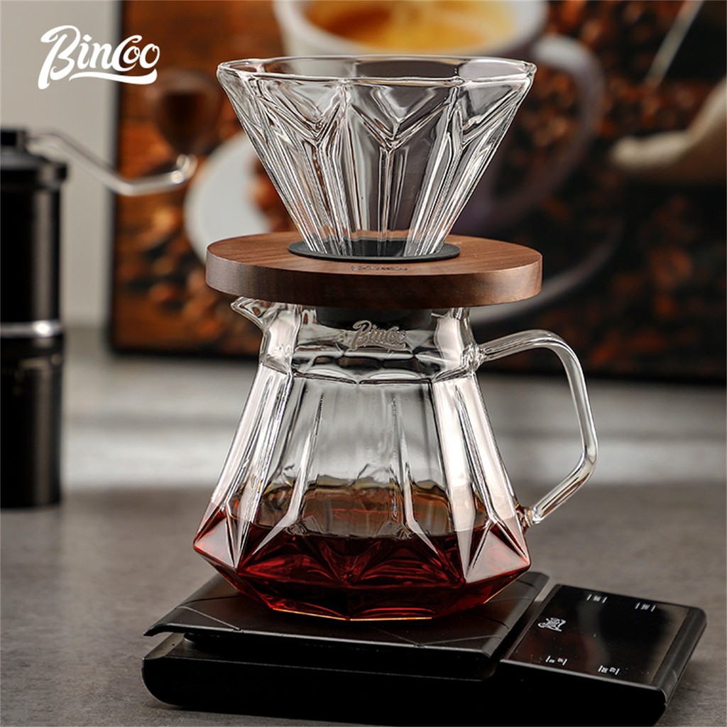Bincoo Coffee Dripper Hand-brewed Coffee Pot Set Glass Sharing Pot Filter Cup Household Brewing Funnel Fine Mouth Pot 680ML ราคา 327 บาท*ส่งฟรี