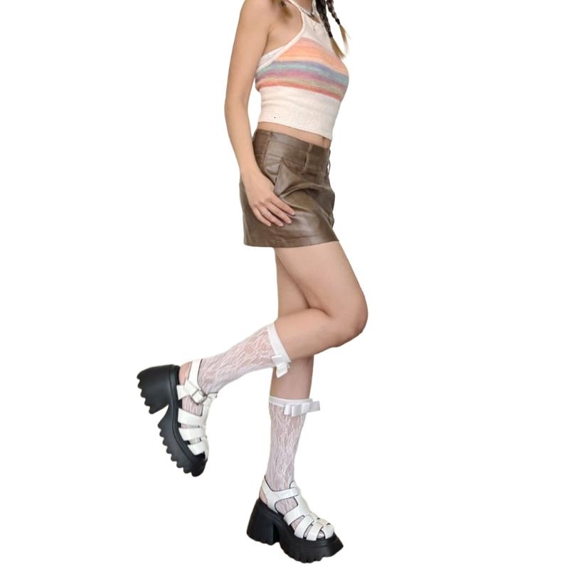Womens Crew Socks Lace Ruffle Frilly Cotton Cute Princess Ankle Dress Socks for Girl Middle Tube Bow Socks Calf Socks