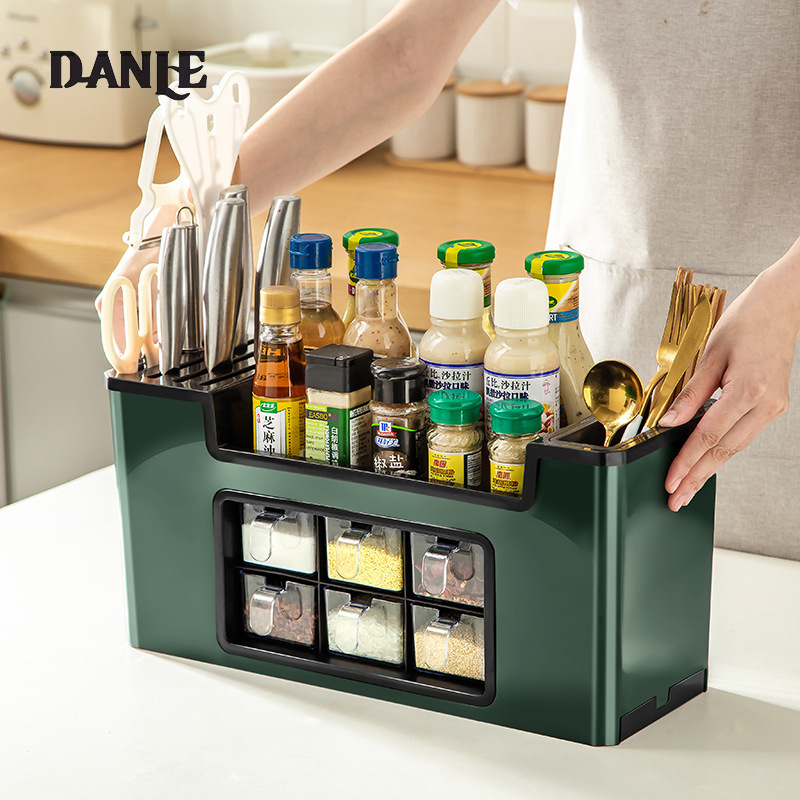Seasoning box combination set of household kitchen supplies one multi-grid salt MSG seasoning bottle jar seasoning bottle shelf ราคา 678 บาท*ส่งฟรี