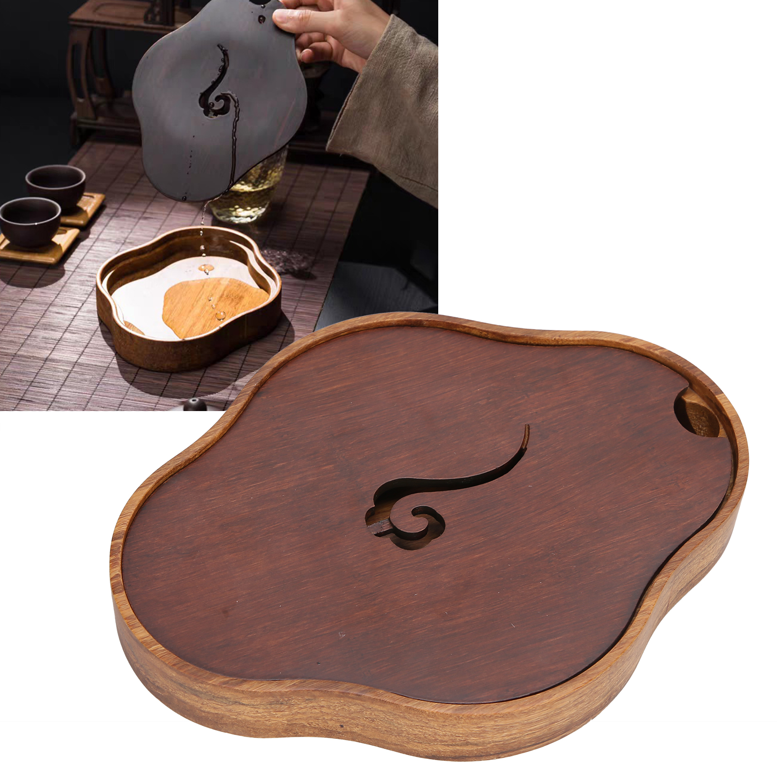 Khay trà bề mặt mịn Dễ Dàng Để Sử Dụng Teaware Vật liệu tre tự nhiên Ấm Trà Mat Dễ Dàng Để Làm Sạch phụ kiện trà Cho Bạn Bè Trà Phục Vụ Gia Đình Bộ ấm trà