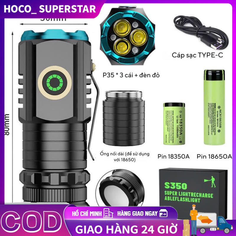 Đèn Pin Mini S450X - Siêu Sáng, Cầm Tay, 3 Bóng LED Bền Bỉ, Nhỏ Gọn, Dễ Sử Dụng