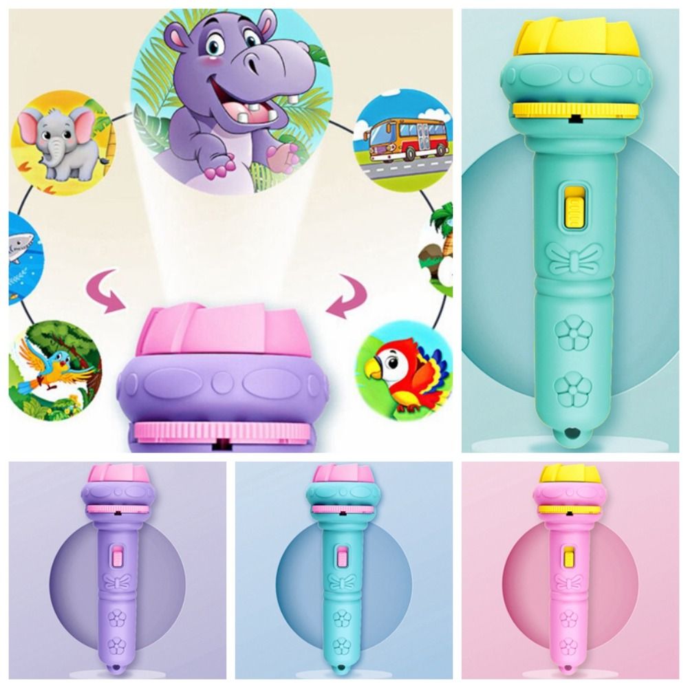 Plorab 32 mô hình phim hoạt hình chiếu đèn pin 4 thẻ phim hoạt hình đèn pin đồ chơi máy chiếu giáo dục sớm cho trẻ nhựa bé chiếu ngọn đuốc trẻ em Quà tặng
