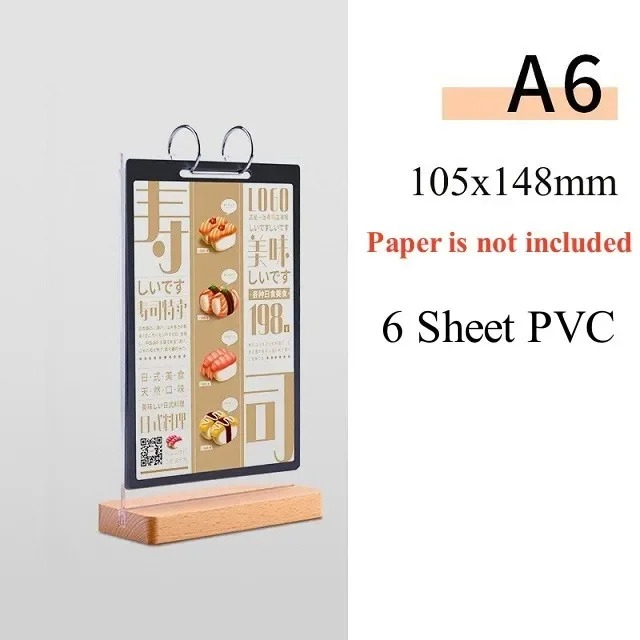 A4/A5/A6 dấu hiệu gỗ chủ Acrylic lật thẻ Loose-Leaf Biển Gỗ Tabletop giá Menu hiển thị đứng hình chữ