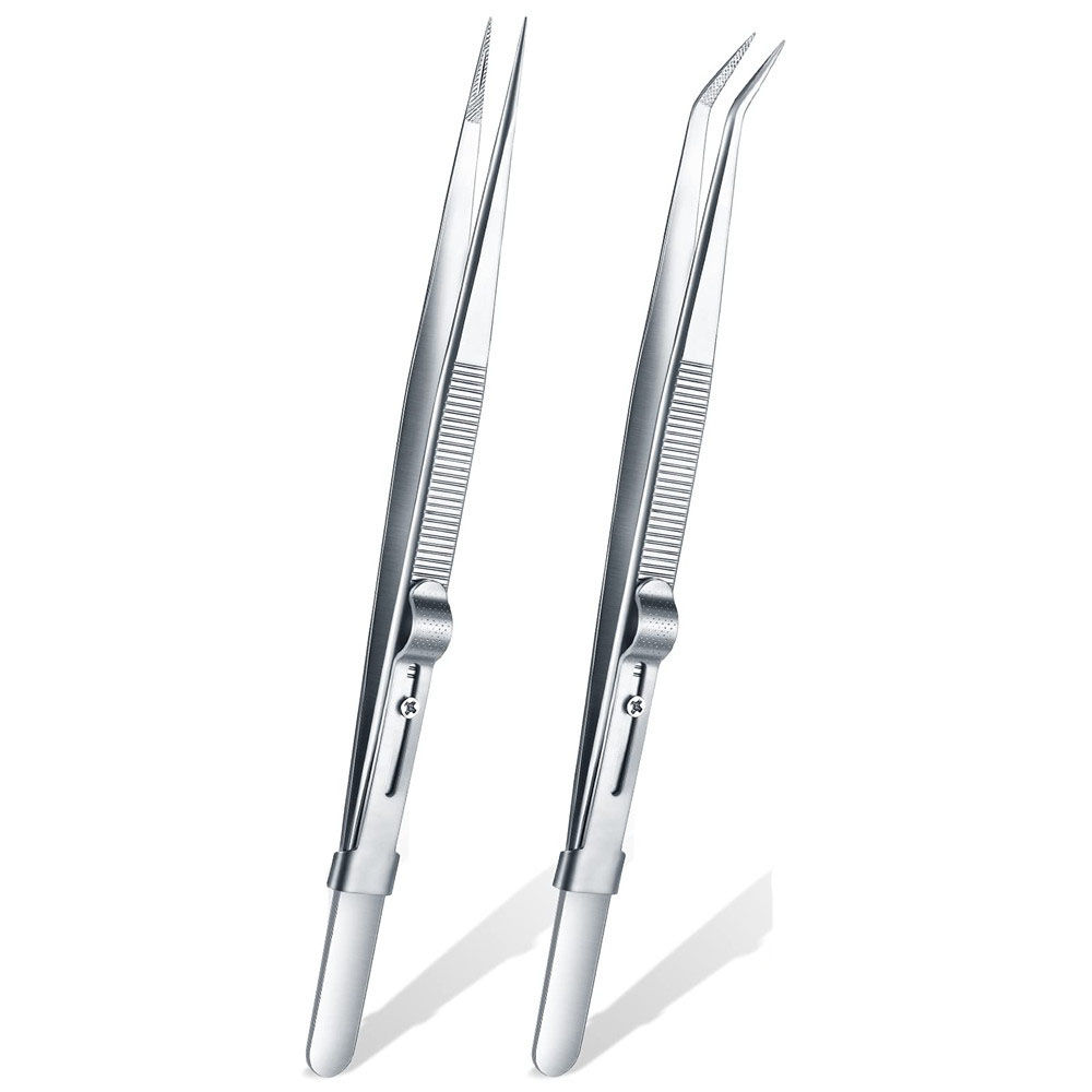 2 cái nhíp trang sức chuyên nghiệp 16cm Độ chính xác cao stainlesssteel với slottedbuckle fordiamond đá quý diycrafting phun cát công cụ