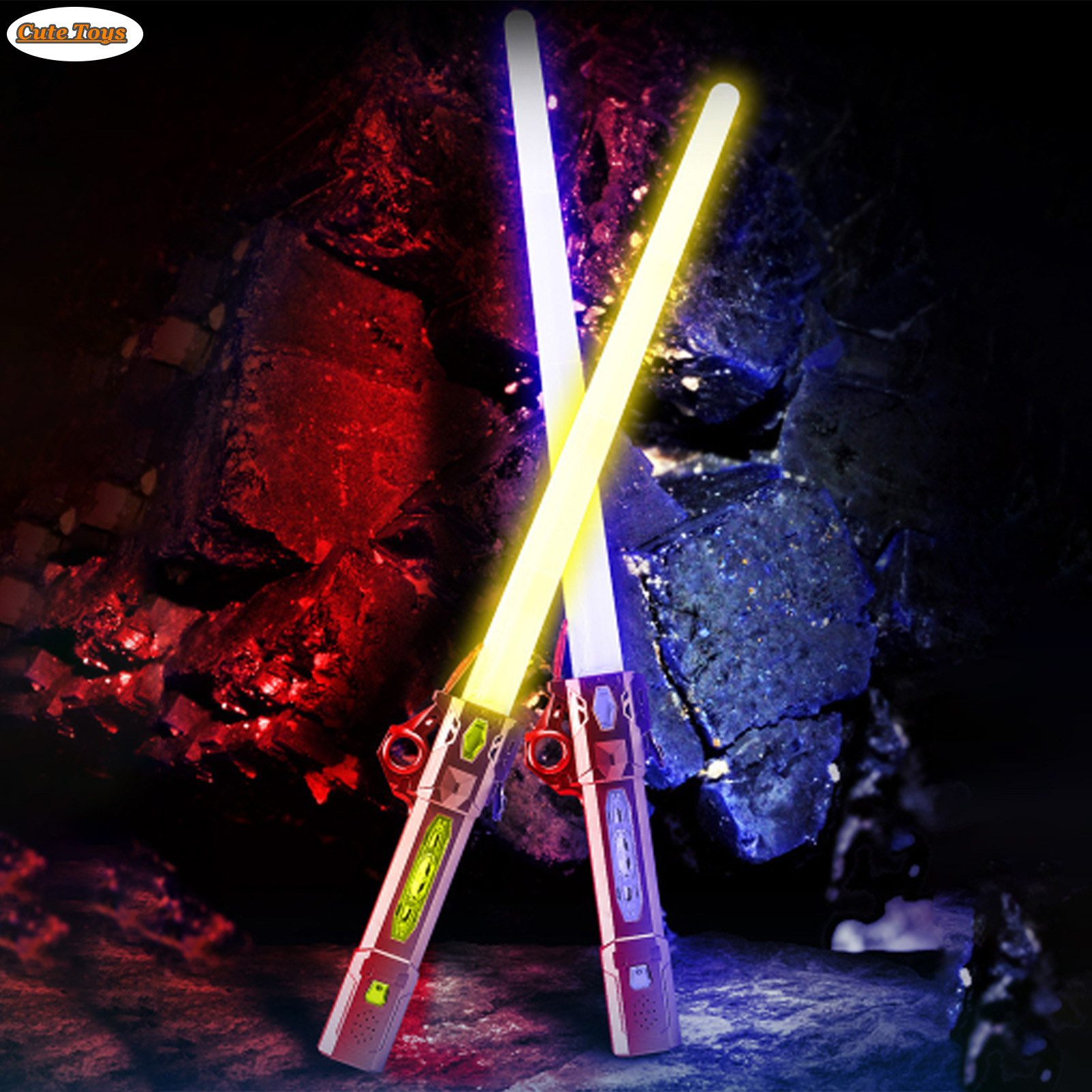 RGB 7 Màu Sắc Có Thể Thay Đổi Lightsabers Căng Ra Glow-in-The-Dark Laser Thanh Kiếm Blaster Đồ Chơi Cho Trẻ Em Cắm Trại Hoạt Động & Trò chơi trong bữa tiệc