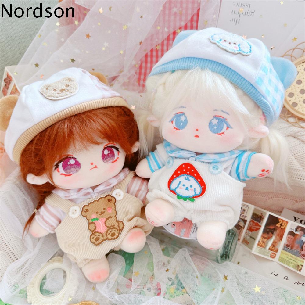 NORDSON Quần có dây đeo Bộ quần áo búp bê cotton Mũ Gấu Ăn mặc Quần áo búp bê vải nhung lông Quần áo