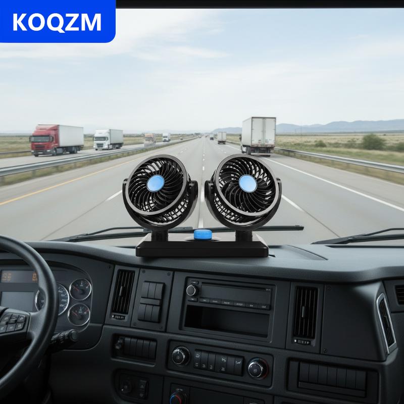 [COD] KOQZM Quạt làm mát kép chuyên dụng, xoay 360°, đa góc, dành cho xe sedan, xe RV, xe tải, thuyền; phụ kiện sử dụng tại cắm trại, văn phòng, trên bàn làm việc Giá 65,952 Đồng*Miễn phí vận chuyển