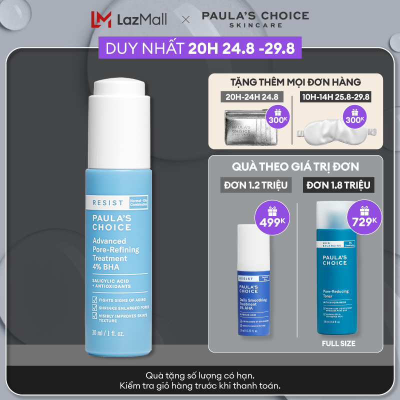 Lotion tái tạo và phục hồi da mụn Paula’s Choice Resist Advanced Pore Refining Treatment 4% BHA 7791