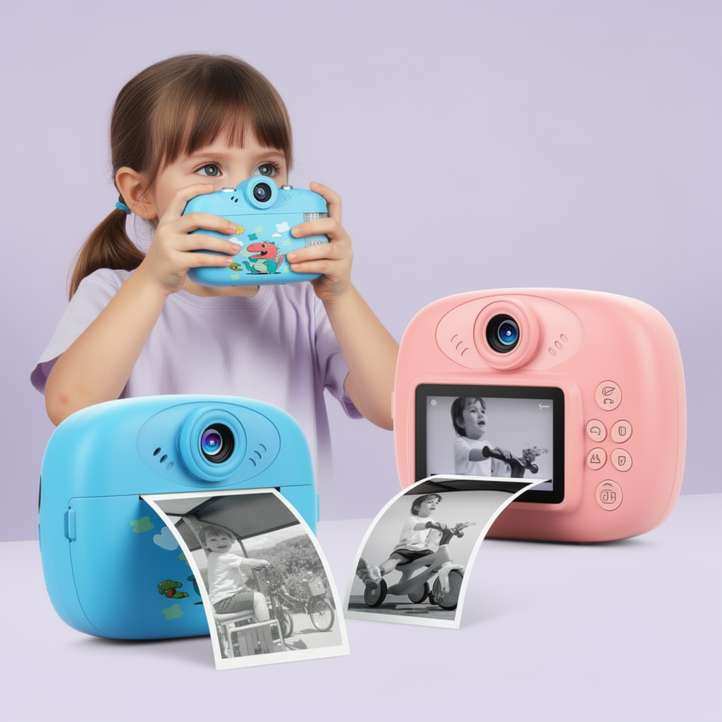 BERMA BABY Comysubao Ready to Ship Children's Cameras Children's Camera That Can Take Pictures Thermal Printing Camera with Three Rolls of Thermal Paper, Colored Neck Strap ราคา 281 บาท*ส่งฟรี