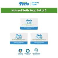 Perla Pure Bar – Natural Bath Soap Set of 3 | Derma-tested Hypoallergenic Soap Original Scent Made with Pure Coconut Oil - Personal Care