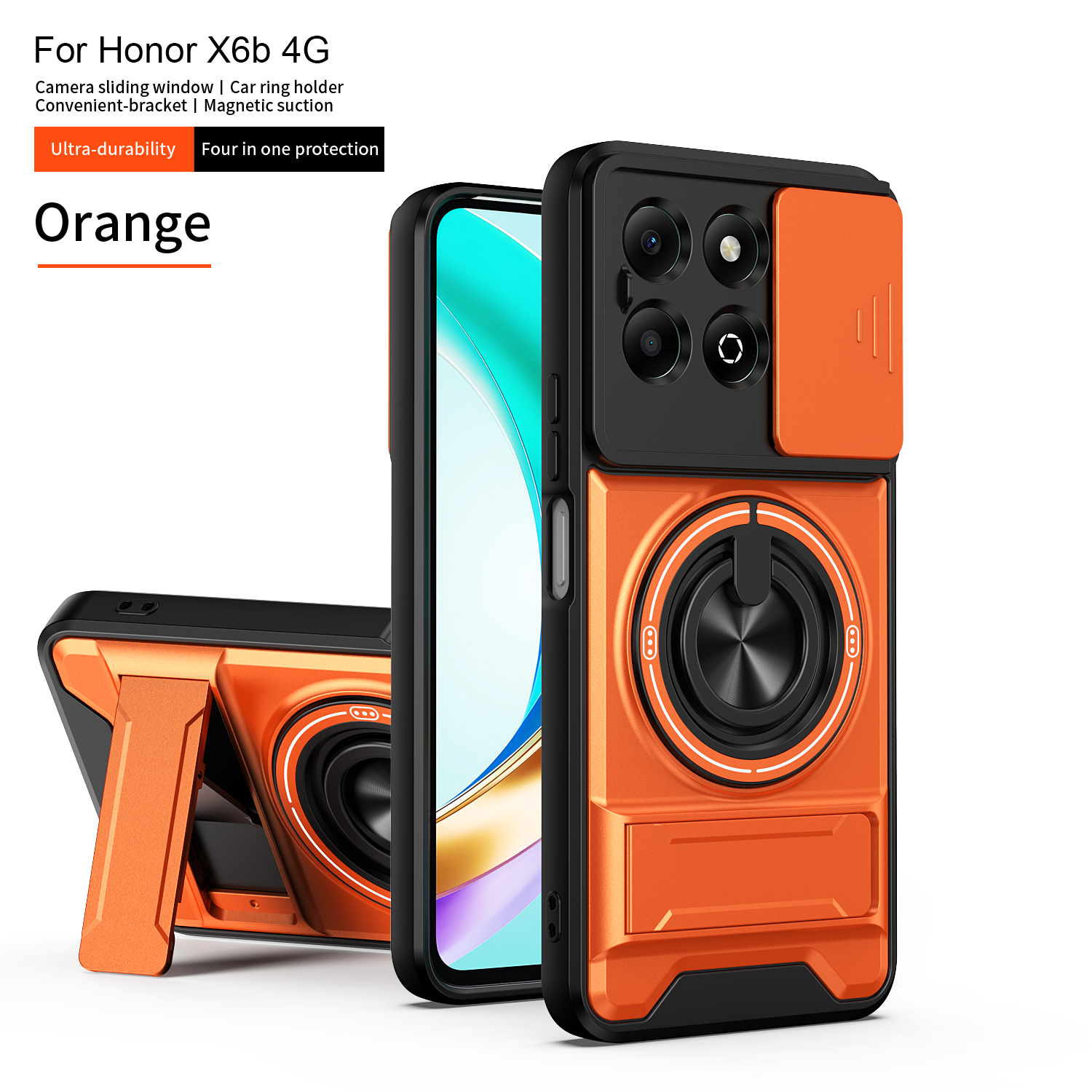 For Honor X6B Case Honor X6B Plus Cover Honor X6B plus Cases Magsafe Magnetic Fold Holder Military Armor Camera Protection Cover