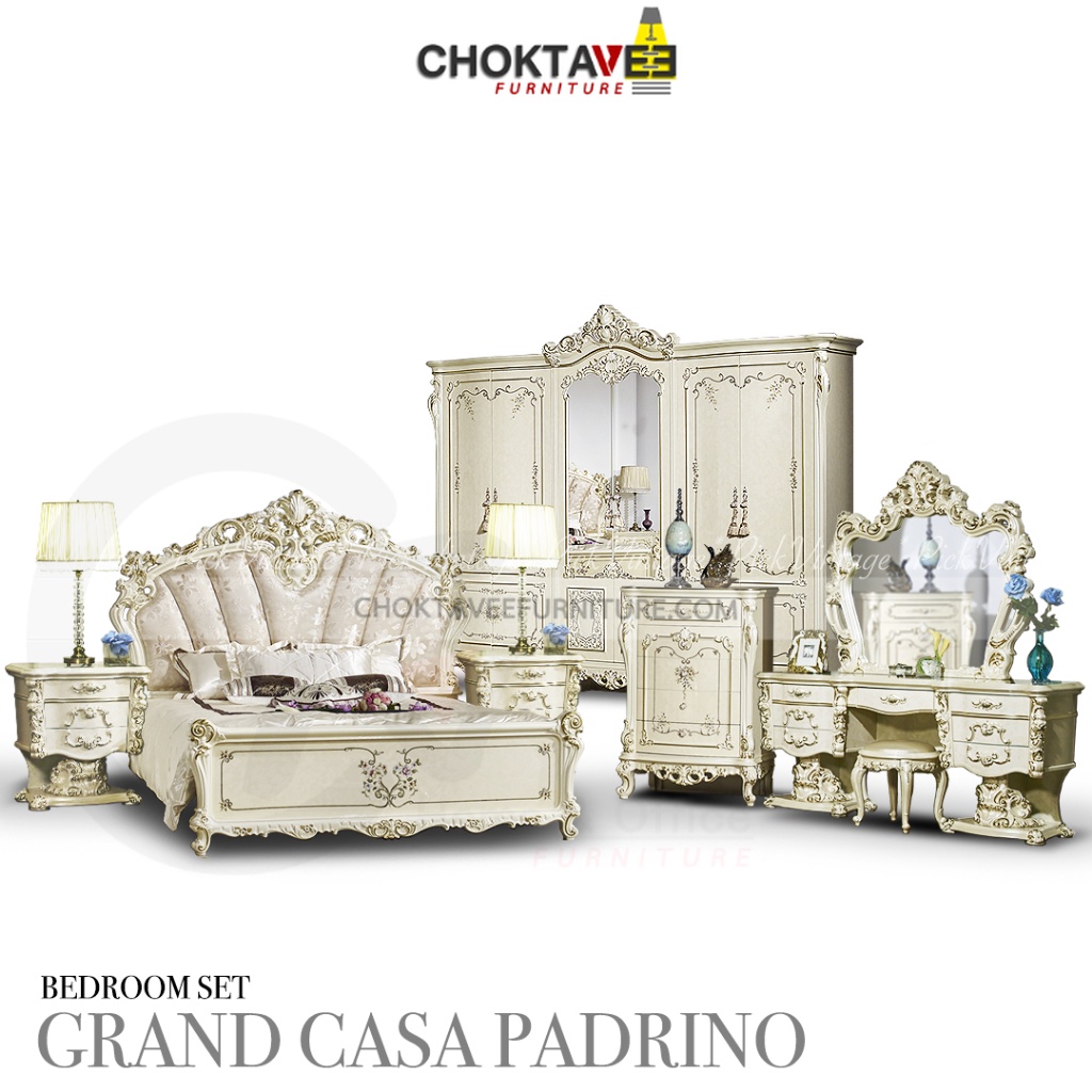 ชุดห้องนอนวินเทจ หลุยส์ เจ้าหญิง เซ็ต7ชิ้น (Diamond White Series) รุ่น GRAND CASA PADRINO EXCLUSIVE-I [Pick Collection] ราคา  241,810 บาท*ส่งฟรี