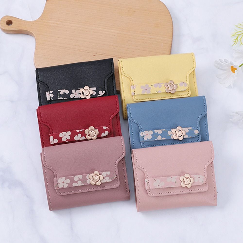 Kmnith nữ họa tiết hoa Ví đựng tiền xu ngắn Nhỏ Ví Giữ Thẻ Ví cầm tay