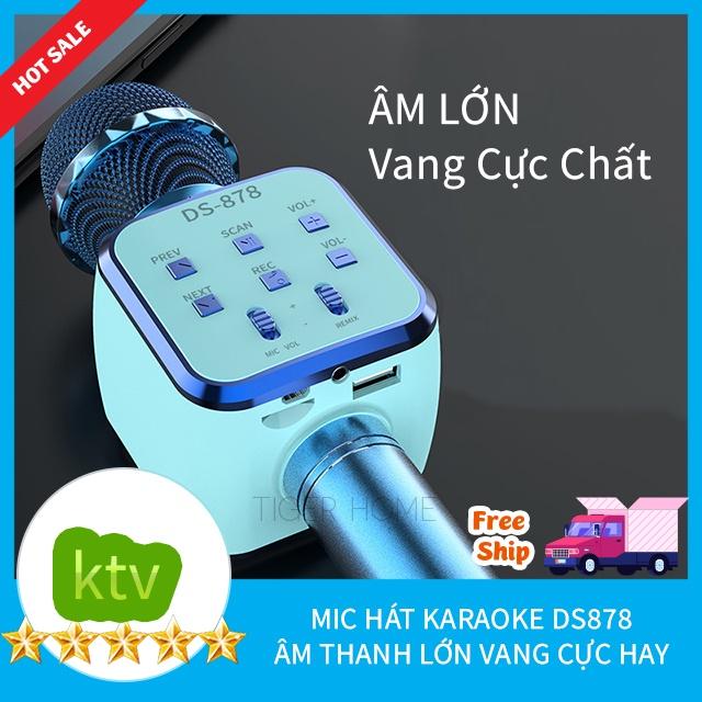 Mic Karaoke Ds878 tích hợp loa Đa Chức năng Kết nối TV MTBĐTkiêm loa bluetooth- kết nối Ra Loa thùng