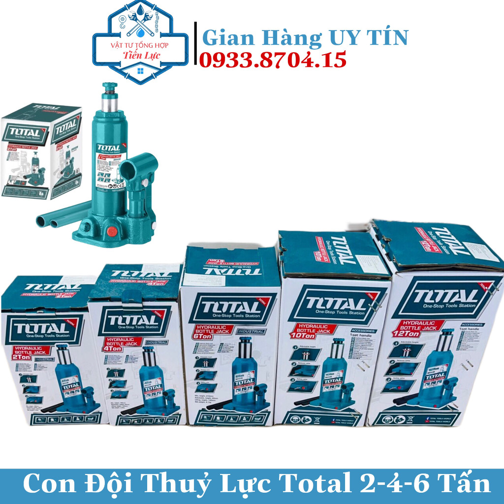 Kích thủy lực , con đội thủy lực ô tô Total 2 tấn, 4 tấn, 6 tấn, kích thuỷ lực Hitman 2,3 và 5 tấn