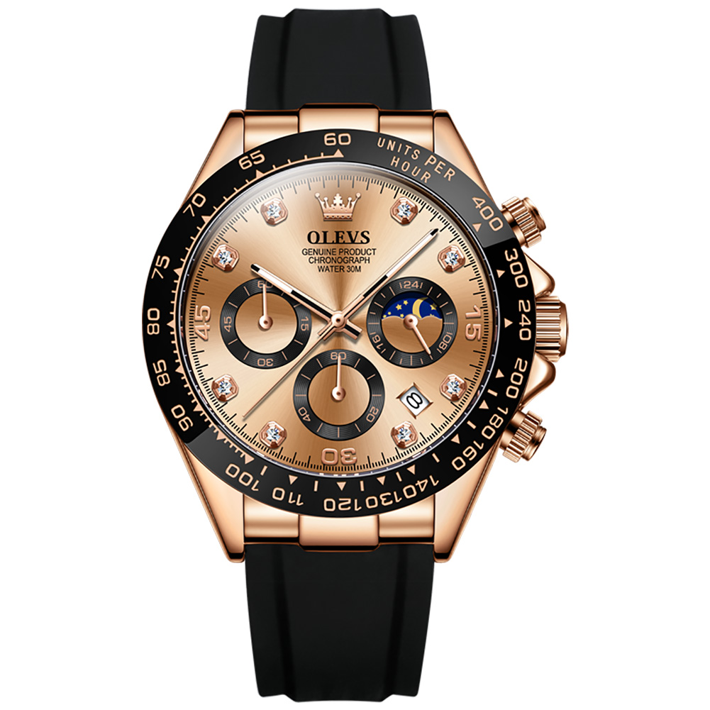 OLEVS 2875 Silicone Band Men Wristwatch Sport Waterproof Quartz Watches For Men Luminous Chronograph Calendar