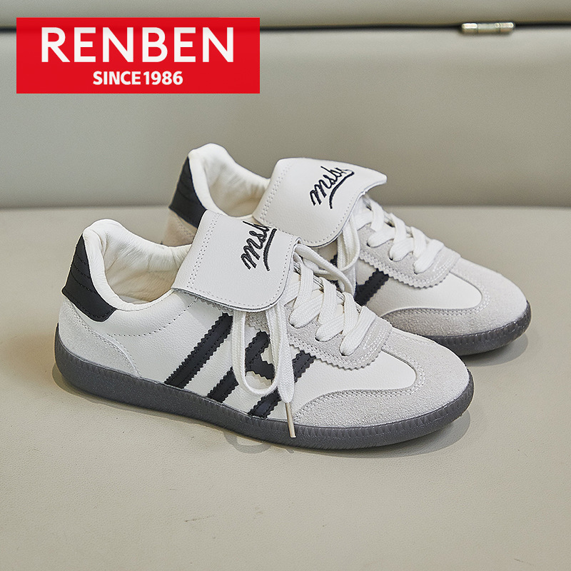  RENBEN German training white shoes women ins tide Korean version of student sports board shoes casual shoes street shooting 
