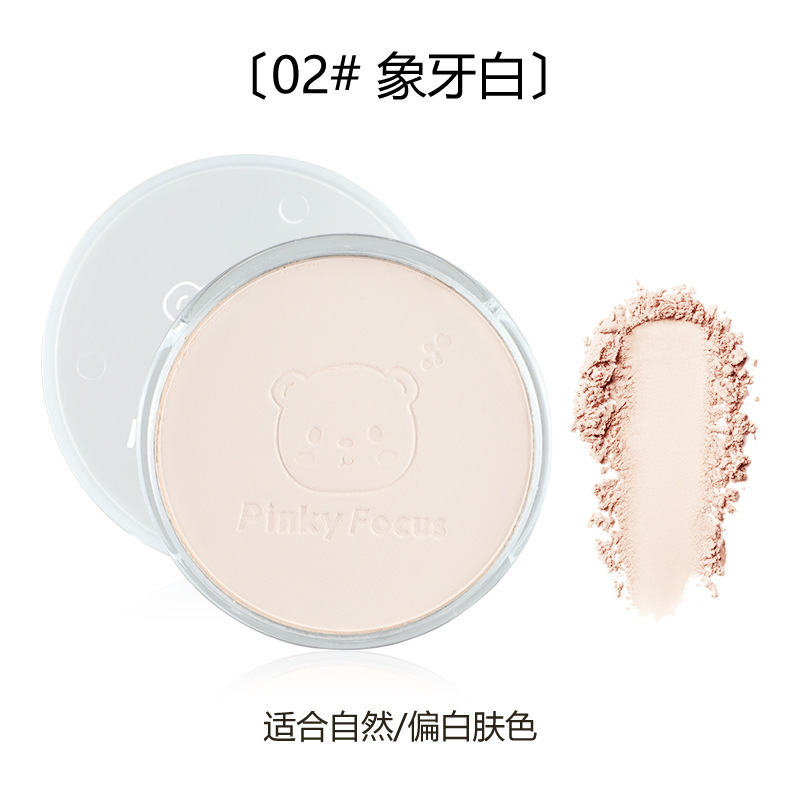 Pinkyfocus Smiling Bear Light Feather Powder Phấn Trang Điểm Lâu Dài Che Khuyết Điểm Phấn Phủ Bánh Quy Dầu Da Không Dễ Tẩy Trang Mật Ong