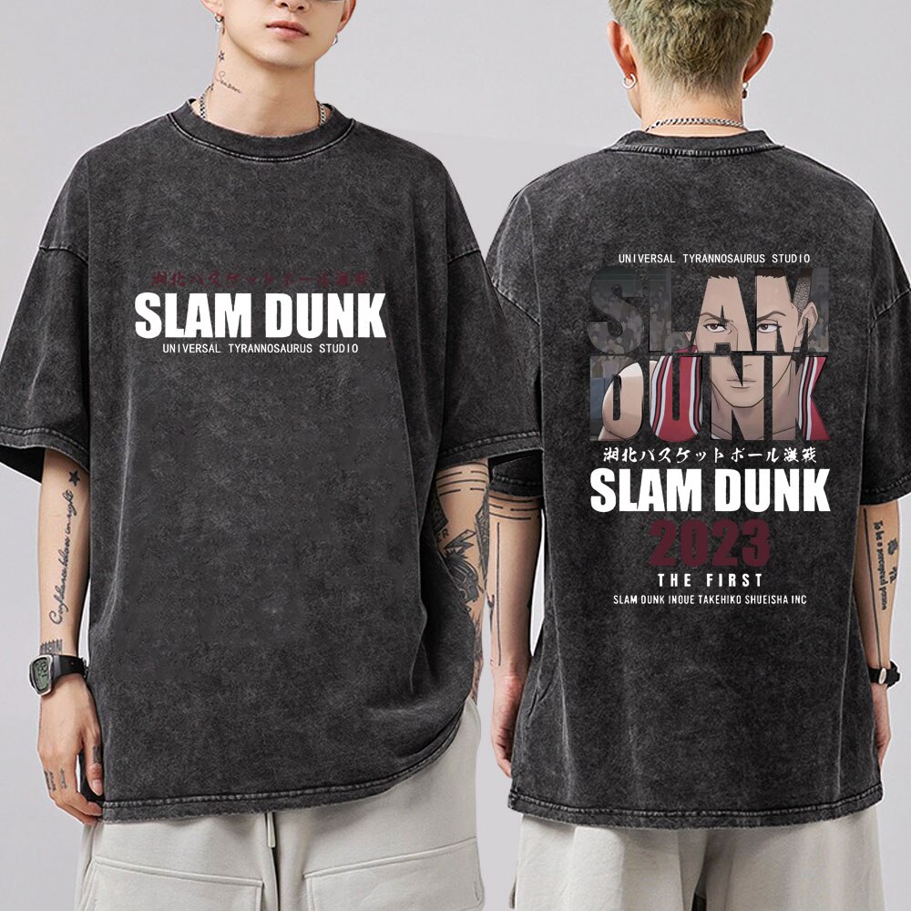 Slam Dunk T-Shirt - Japanese Anime Print, Cotton, Short Sleeve