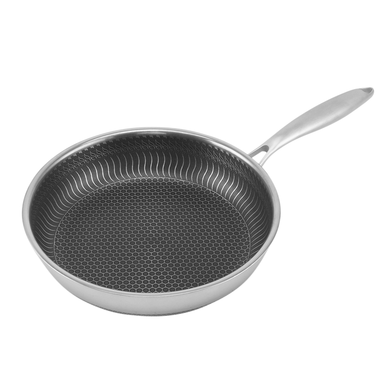 Nonstick Frying Pan,11 Inch Stainless Steel Pan Uncoated No-Stick Pan Light Oily Fume Pan Frying Steak Pan for Kitchen