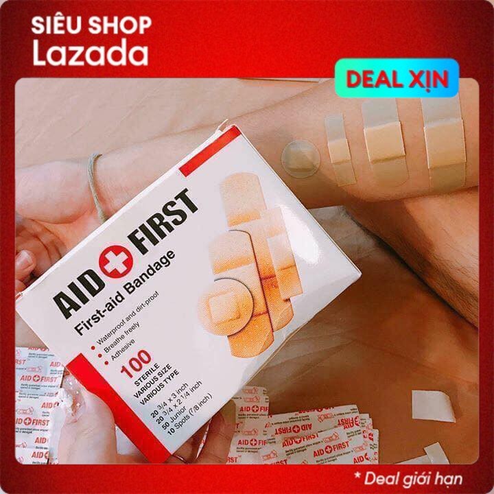 Hộp 100 miếng Urgo dán vết thương y tế cá nhân First-Aid