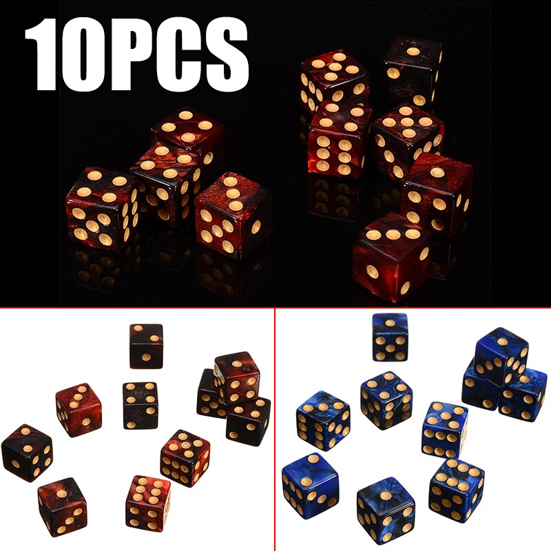 10pcs 16mm 6 Sided Spot Dice Acrylic Right Angle Dice Portable For Table Board Funny Games Party Bar School Outdoor Group Tool