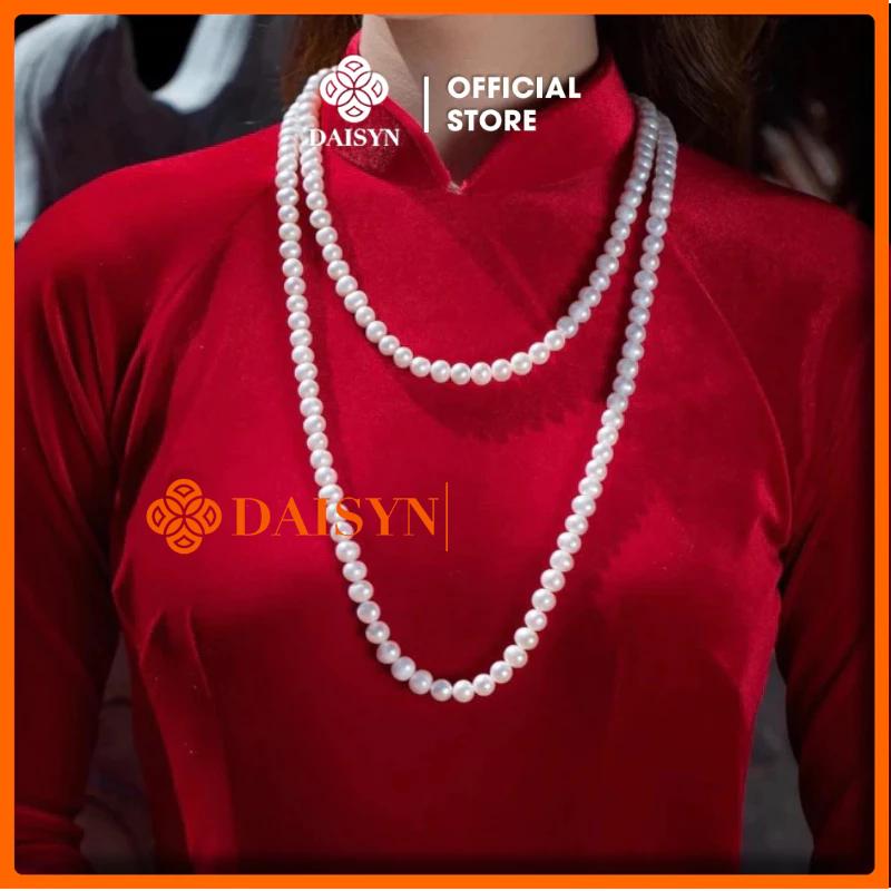 N853 dây chuyền hạt ngọc trai nhân tạo 8li 120cm, chuỗi hạt ngọc trai nhân tạo sang trọng