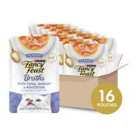 Fancy Feast Broths Tuna Shrimp and Whitefish in Classic Silky Broth - Case Cat Food Wet