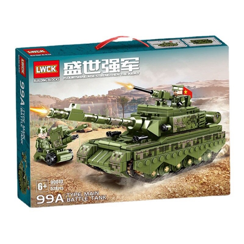 Lego xếp hình xe Tăng boc thép Lewan Block tank 99A NO.90013 528 mảnh