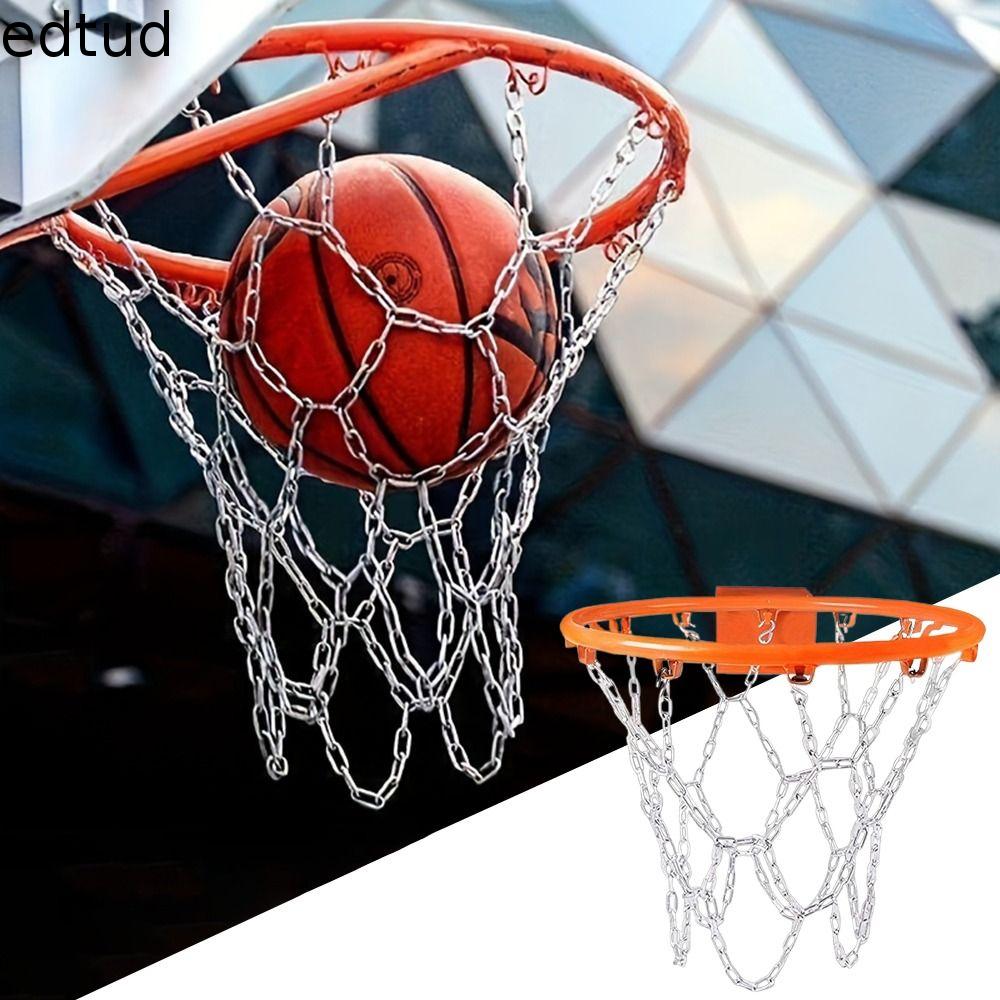 EDTUD Dày Lưới xích sắt bóng rổ 12 vòng Không biến dạng Lưới bóng rổ Lưới vành khung thành Phổ thông Lưới vành rổ Huấn luyện