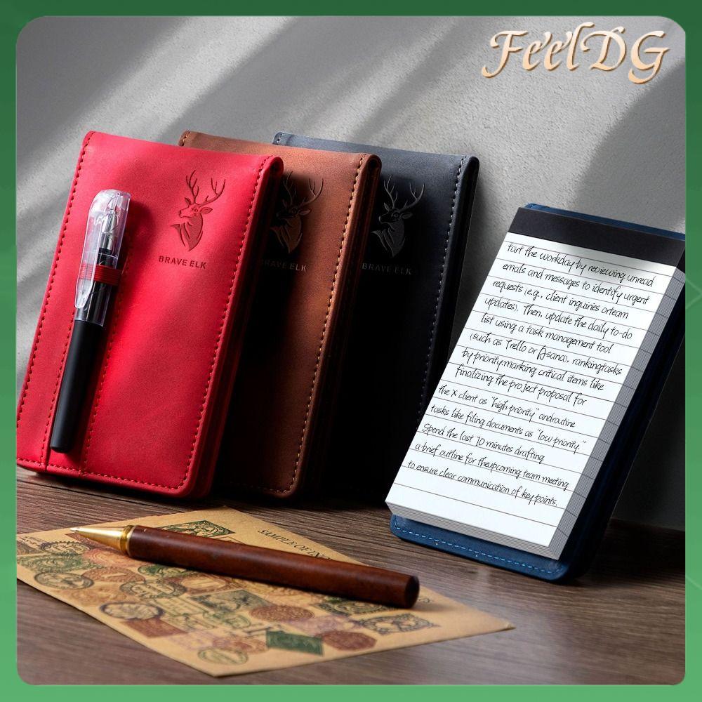 FEELDG A7 Sổ tay bỏ túi Di động Đường ngang Sổ tay A7 Đa chức năng Bìa da Bảng ghi chú Sinh viên