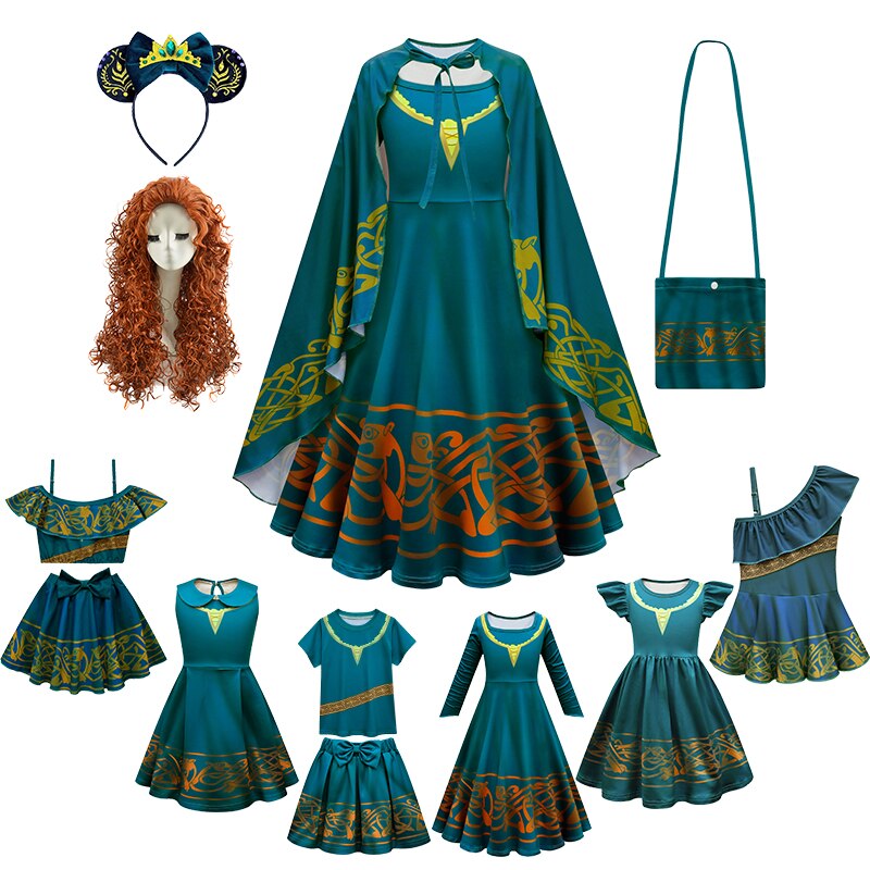 Fancy Brave Merida Princess Dress Cosplay Costume Caldo Bambini Ragazze  Halloween Dress Up Costume Merida Wig Party Supplies 210329 Da 21,08 €