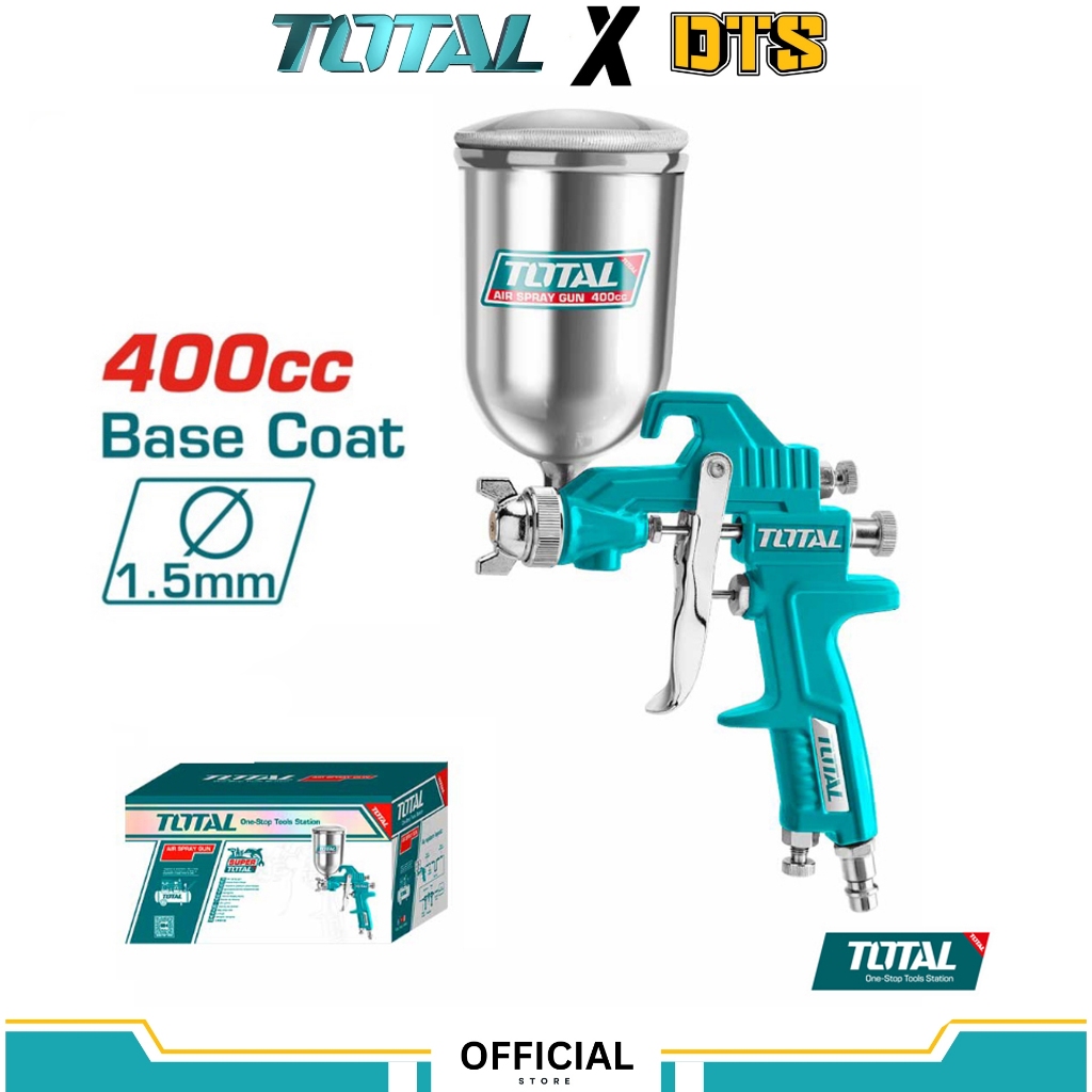 Dụng cụ phun sơn TOTAL TAT10402 bình trên 400cc phun sơn mịn đều dùng cho sơn xe gỗ kim loại khí nén chuyên dụng