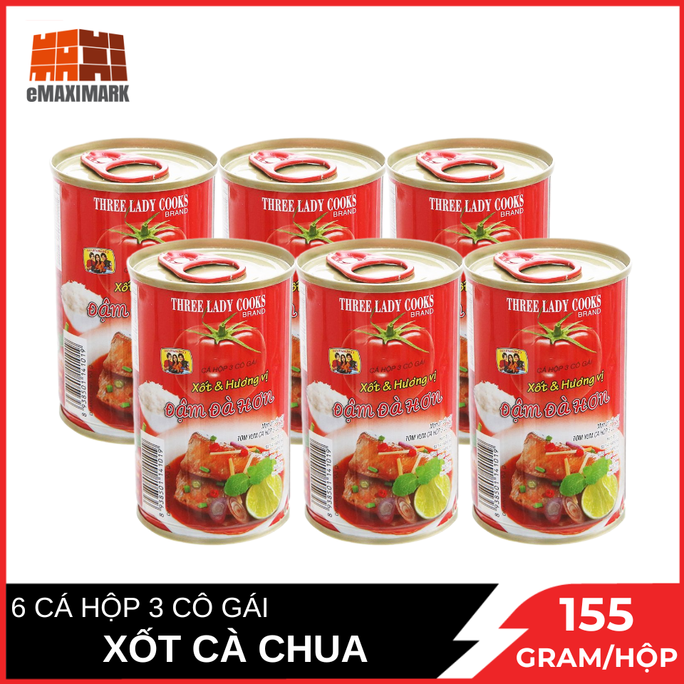 Combo 6 cá hộp 3 cô gái xốt cà vị đậm đà hộp 155g